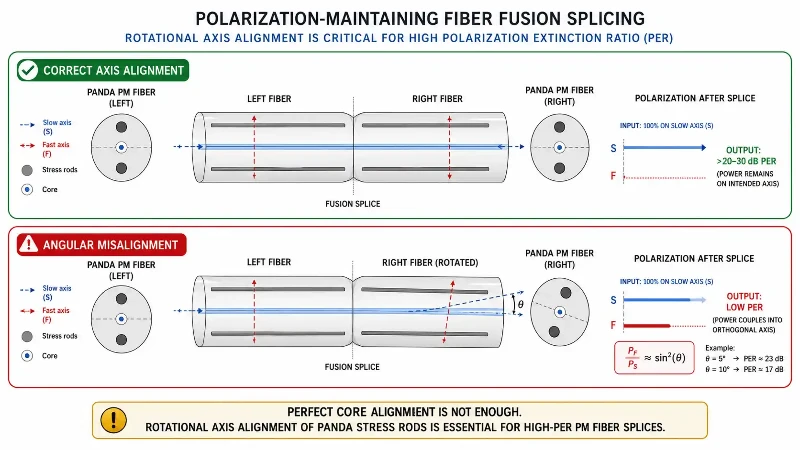 PM fiber splice core and polarization axis alignment PM fiber splice core and polarization axis alignment